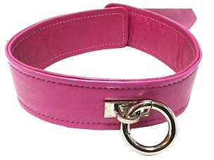 ROUGE Leather Plain Collar with Removeable O-Ring Pink