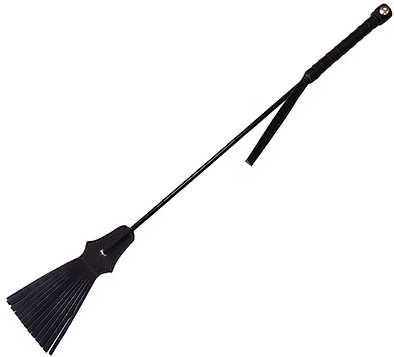 ROUGE Leather Tasselled Riding Crop Black