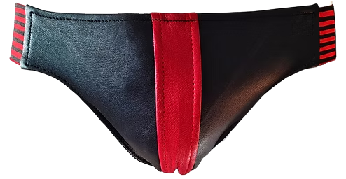 ROUGE Leather Jocks with Stripe Black/Red, L