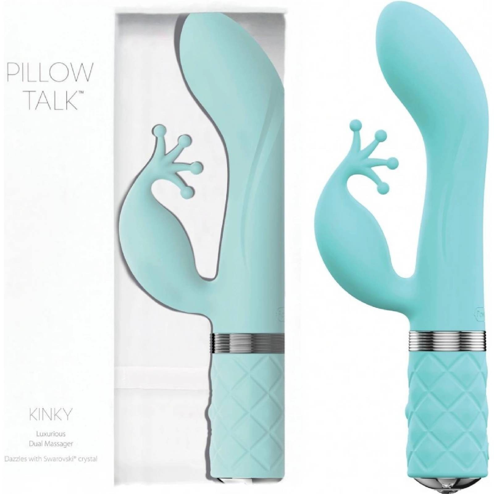 Pillow Talk Kinky Teal - luxusní vibrátor na G-bod s dráždidlem klitorisu