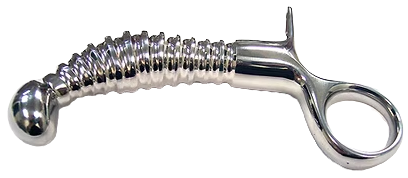 Anální kolík ROUGE Stainless Steel s rýhovaným povrchem a rukojetí