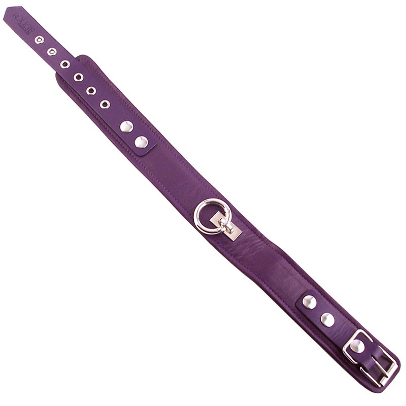 ROUGE Leather Plain Collar with Removeable O-Ring Purple