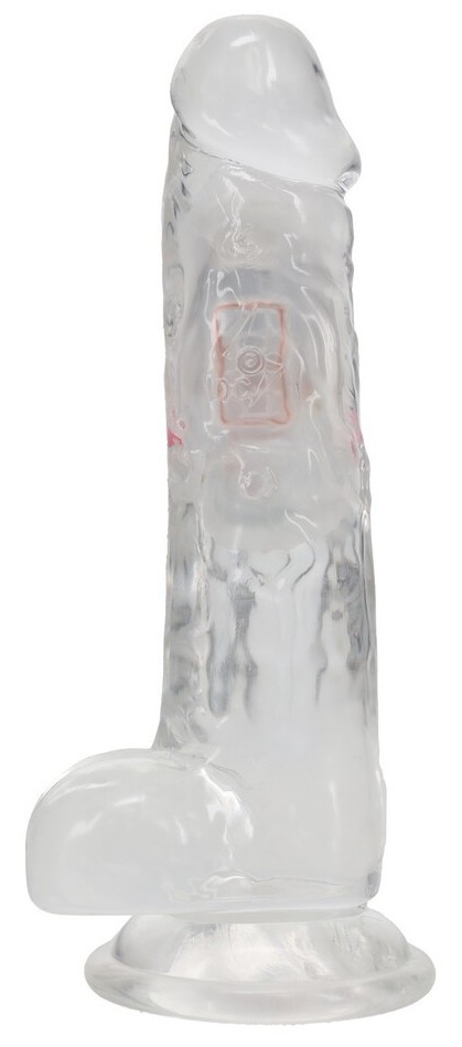 RealRock by Shots LED Vibrating Straight Cock with Balls – 7 / 18 cm – Transparent