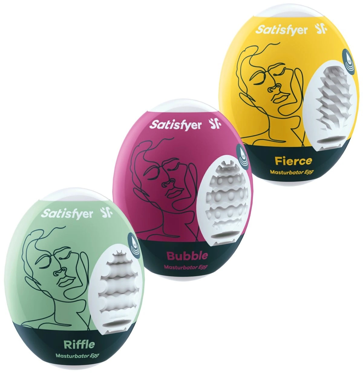 SATISFYER Masturbator Egg Set – Riffle, Bubble, Fierce – 3 Pieces